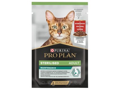 PURINA Pro Plan Cat Sterilised Maintenance Beef - vlhké krmivo pro kočky - 85 g
