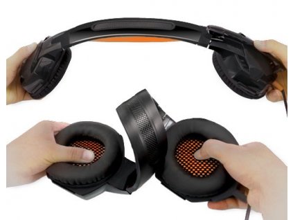 Herní sluchátka REAL-EL GDX-7700 SURROUND 7.1 s mikrofonem, černo-oranžová