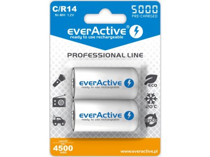 Nabíjecí baterie everActive Ni-MH R14 C 5000 mAh Professional Line