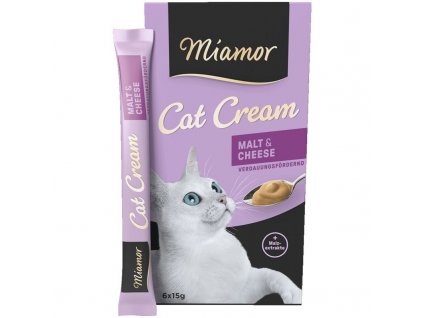MIAMOR Cat Cream Malt & Cheese - pamlsek pro kočky - 6x15g
