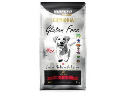 BIOFEED Euphoria Gluten Free Junior medium & large Beef - suché krmivo pro psy - 2kg