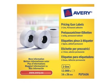 Avery PLP1626 samolepicí štítky Cenovka Permanentní Bílá 12000 kusů