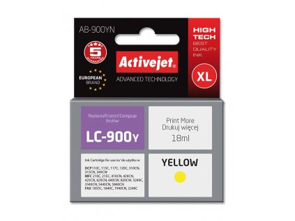 Activejet AB-900YN inkt (Brother LC900Y vervanging; Supreme; 17,5 ml; geel)