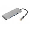 iBox IUH3RJ4K dokovací stanice/replikátor portů USB 3.2 Gen 1 (3.1 Gen 1) Type-C Power Delivery 100W Stříbrná