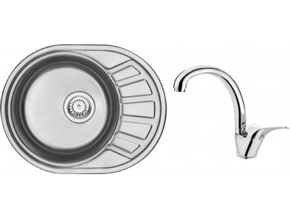 565195 steel sink with 1 bowl faucet with drainer