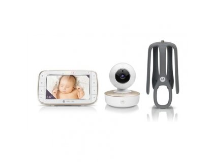 477687 motorola vm855 connect 5 0 portable wi fi video baby monitorwith flexible crib mount white gold motorola l 5 tft color display with 480 x 272 resolution lullabies two way talk room temperature monitoring infrared night vision led sound