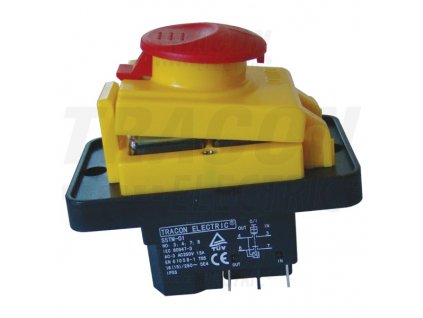 tlačítko,bezpečnostní  hřibová hlavice 15A/250VAC, IP55