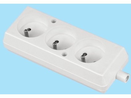 zásuvka pohyblivá 3-násobná s uzemněním bílá GN-370