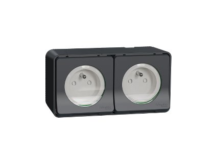 zásuvka 2-násobná s clonkami komplet MUR36028 IP55 Antracit MUREVA STYL