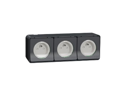zásuvka 3-násobná s clonkami komplet MUR36037 IP55 Antracit MUREVA STYL