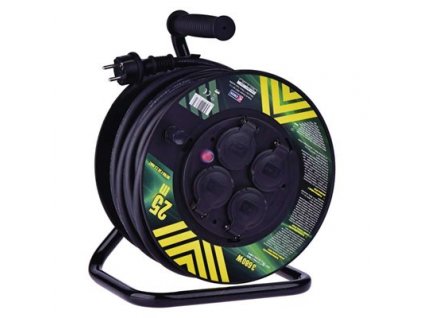 gumový prodlužovací kabel na bubnu – 4 zásuvky, 25m, 2,5mm2