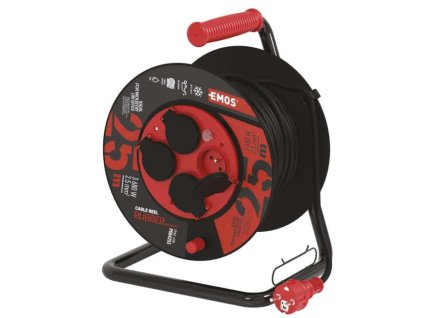prodlužovací kabel gumový na bubnu 4 zásuvky, 25m, 2,5mm2 IP44
