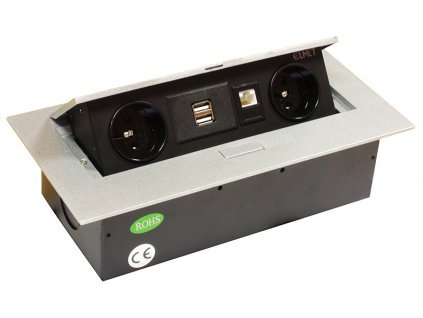 výklopné zásuvkové pole 2x230V/2xUSB+zdroj 1xRJ45