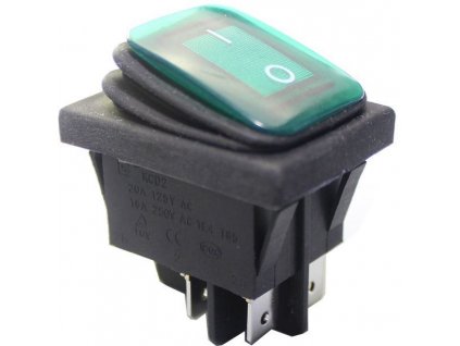 vypínač KCD2-2-201NW OFF-ON 250V/16A kolébkový zelený
