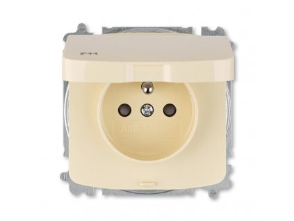 5519a a02997 c zasuvka jednonasobna s clonkami s vickem ip44 bezsroubove svorky slonova kost abb