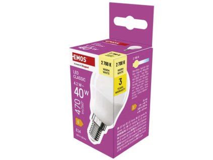 žárovka LED E14 4,2W classic mini globe WW ZQ1E21