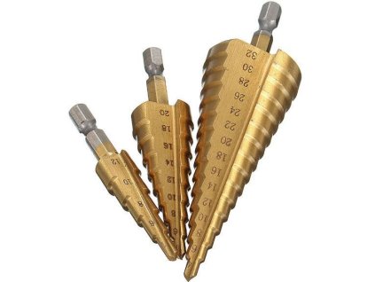 vrták stupňovitý 4-12mm 4-20mm 4-32mm sada 3ks V452D HADEX