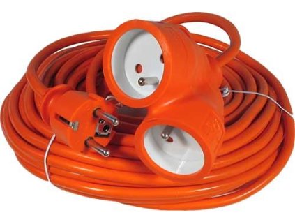 prodlužovací kabel 2 zásuvky, 10m, 3x1,5mm, oranžový