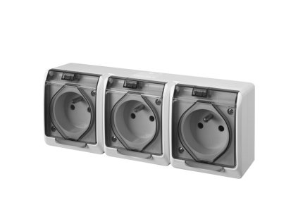 zásuvka 3-násobná vodorovná IP44 bílá/průhledná GALATEA