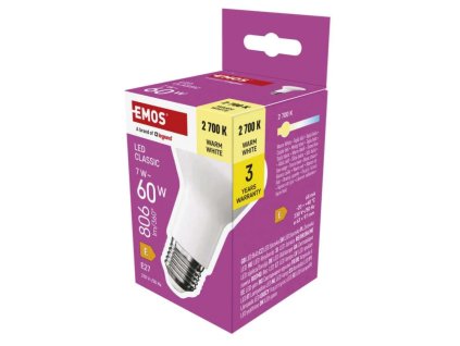 žárovka LED E27 7W classic R63 WW ZQ7E41