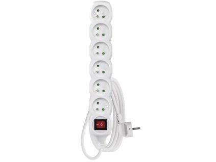 prodlužovací kabel 6 zásuvek 3m s vypínačem bílá