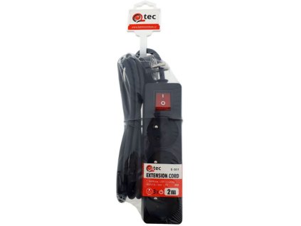prodlužovací přívod 3 zásuvky, 2m, 3x1mm2, černý QTEC Q-351F