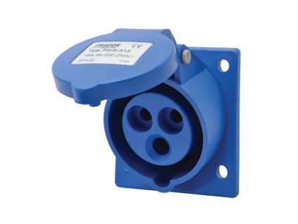 zásuvka vestavná 16A 2P+E 250V IP44 šikmá TICS-313