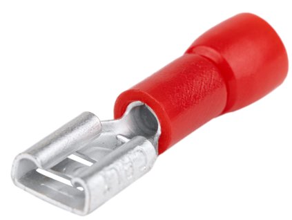 dutinka lisovací izolovaná plochá PCSH6 6,3×0,8mm 1,5mm2 rudá