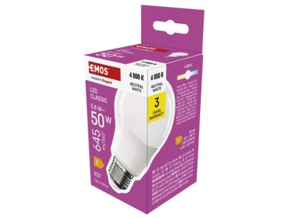 žárovka LED E27 5,8W classic A60 NW