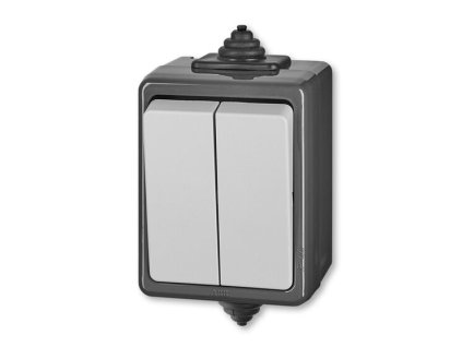 spínač č. 6+6 3553-52929 S šedý IP44 PRAKTIK