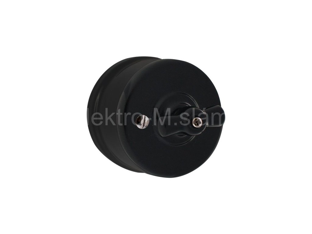 VINTAGE vypínač 6 schodišťový nástěnný černá otočný keramický VIN2001