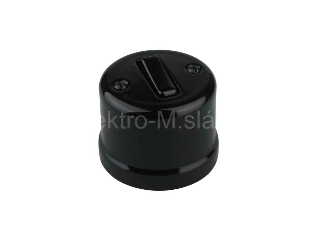 VINTAGE vypínač 1 černá nástěnný klapka keramika K1-R110QM