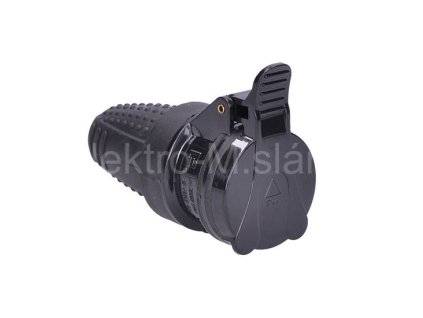 Zásuvka do vlhka přímá IP44 černá P77 gumová solight