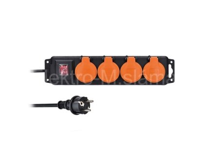 prodlužka 10m 4zásuvka IP44 3x1,5mm PP334 gumový kabel
