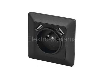 EMOS zásuvka s 2x USB 2,1A ANTRACIT černá A6000.2