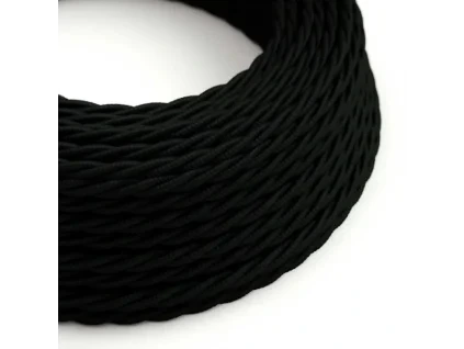 26584 cerny krouceny textilni kabel 2x0 1