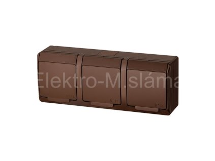 GALATEA IP44 3x zásuvka hnědá 3-násobná vodorovná