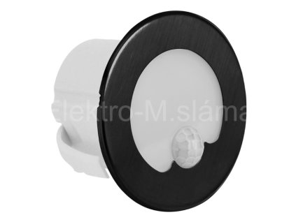 Schod. LED 1,2W pir černá kulatá YCB178B-PIR