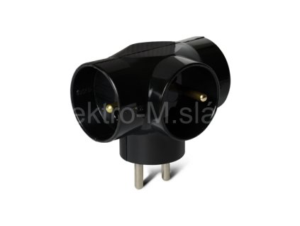 Rozbočka 3x zásuvka černá 10A P93 P901B