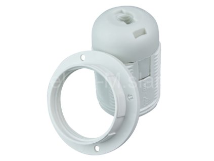 Objímka E27 se závitem a kroužek bílá BME2701W