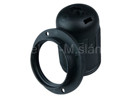 Objímka E27 se závitem a kroužek černá BME2701B