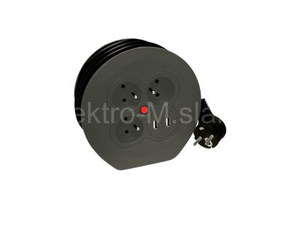 Prodlužovací naviják 3 zásuvky 2x USB 5m PR0350U