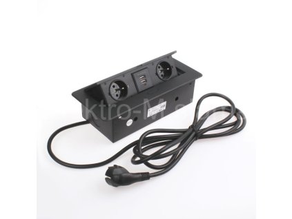 Výklopná zásuvka GB2PL+2xUSB černá