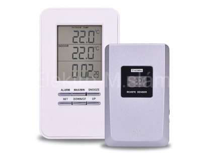 teploměr bezdrátový TE44 čas, budík, bílá