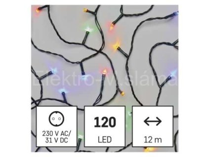 řetěz LED 12m barevná D4AM03 (D4AM23) 120LED venkovní i vnitřní, multicolor, časovač