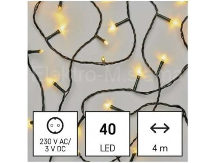 řetěz LED 4m WW D4AW01 40LED venkovní i vnitřní, teplá bílá, časovač