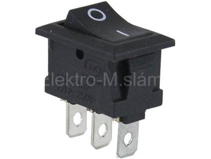 Přepínač kolébkový KCD1-102 ON-ON 1pol.250V/6A černý L465