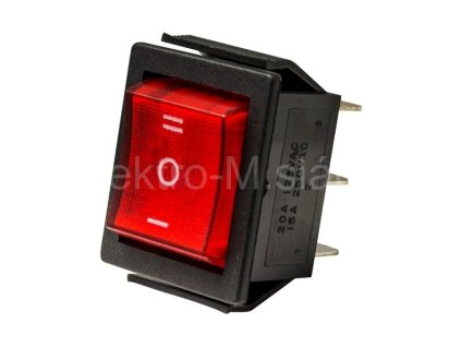 Kolébkový spínač ON/OF/ON, 15 A, červený BMEP002
