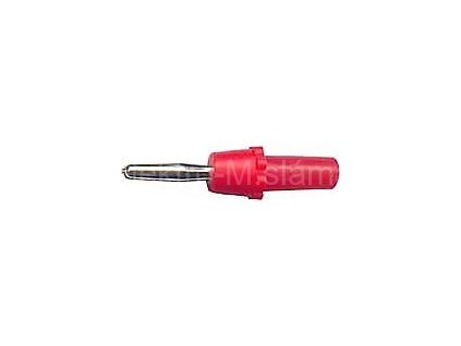 Banánek dvoudilný červený D931 celková délka 56mm, délka konektoru 23mm, průměr 4mm