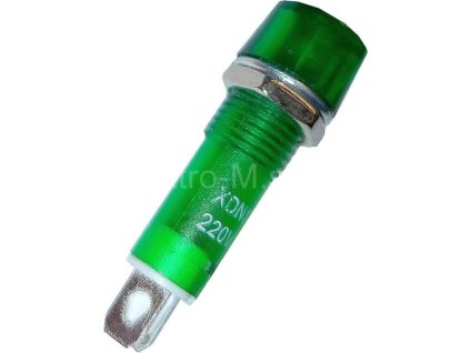 kontrolka 230V s doutnavkou XDN1 zelená 10mm otvor K466O